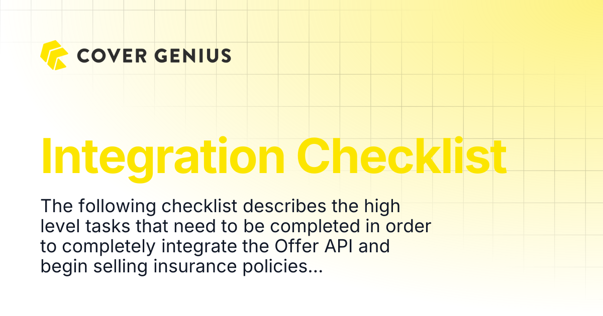 Integration Checklist | Cover Genius